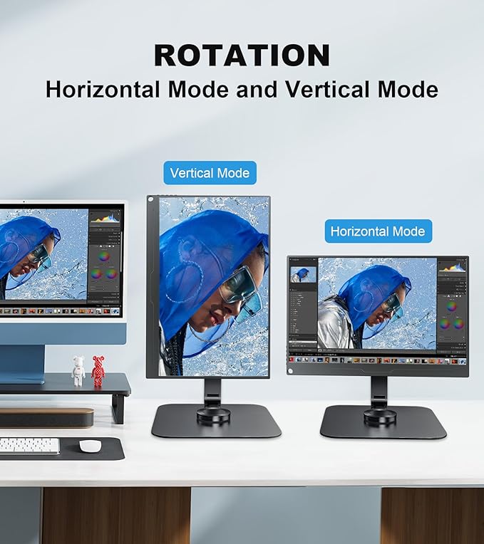 Portable Monitor Stand VESA 75x75mm Holes M4 Anti-Loss Screws, Aluminum Alloy Base, Fits 7"- 18", 15.6" 16" 17" 17.3" 18" Inch Small Monitors Lay Flat, Black Desk Mount (Not Fits100x100mm)