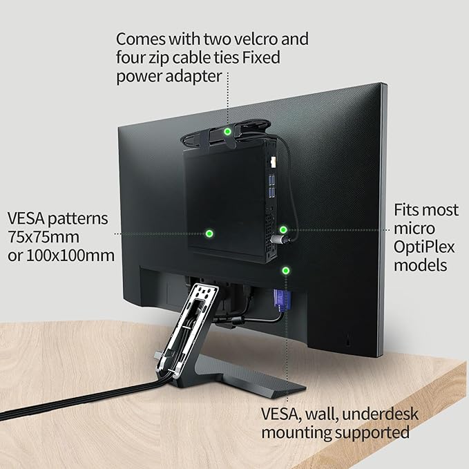 2 Pack Mini PC Mount Compatible with Lenovo ThinkCentre Tiny, Wall VESA and Under Desk Mount for Lenovo ThinkCentre Tiny Desktops M600 M700 M710Q M715q M720Q M800z M900 M910Q Mini Desktop Bracket