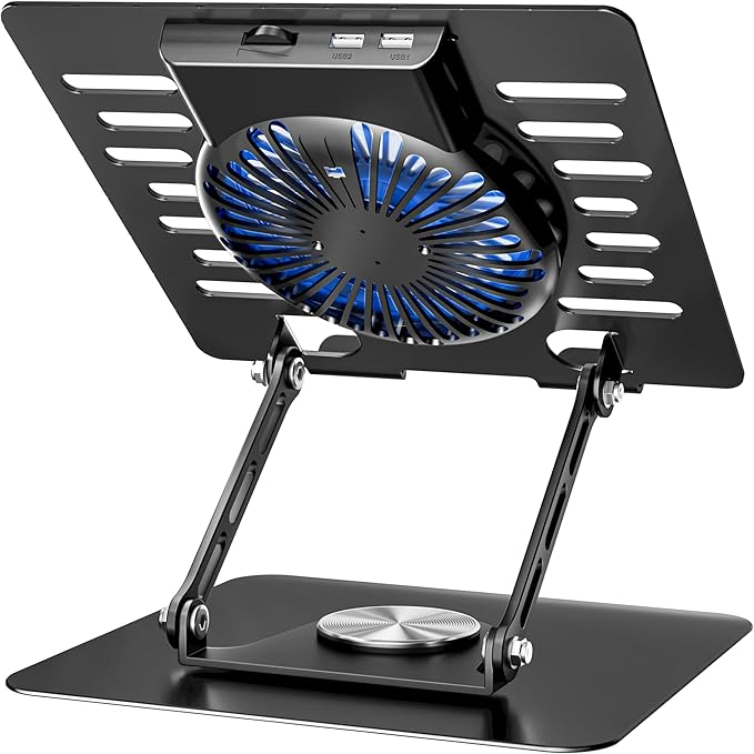 Laptop Stand with 360 Rotating Base, Adjustable Height Up to 10",Ergonomic Aluminum Laptop Riser Holder Computer Stand for Laptop 10 14 15 17 Inches/All MacBook Air Pro