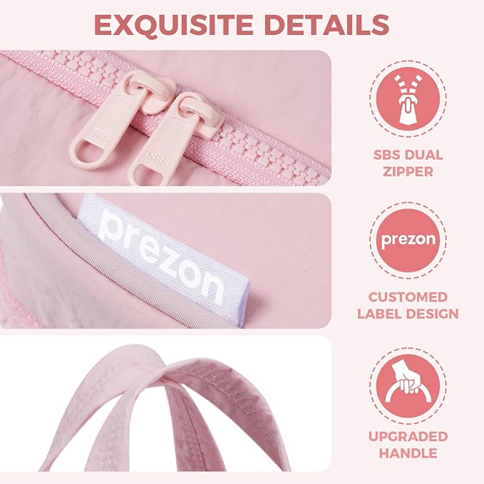 Toiletry Bag for Women, Portable Hanging Organizer, 4 Leakproof Compartments for Full-Sized Conditioners, Brush Sets, Makeup Accessories, Visible and Easy to Access, M, pink