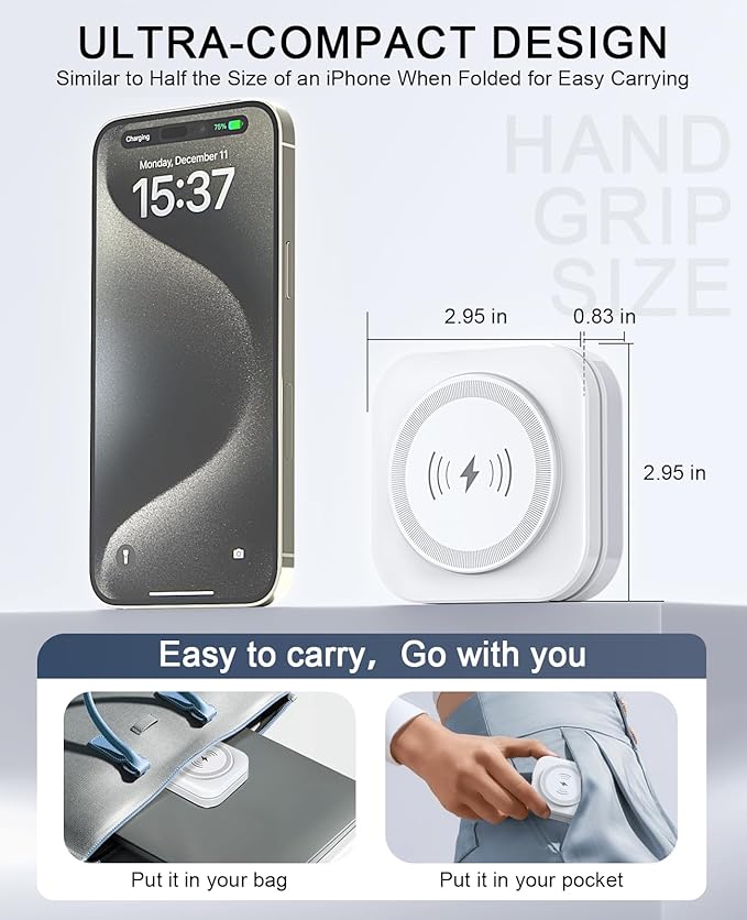 5-in-1 Magnetic Wireless Charging Stand for Apple MagSafe Charger with Night Light for iPhone 17/16/15/14/13/12, Watch, AirPods, Travel Magnetic Charger Nightstand Charging Station (Adapter Included)