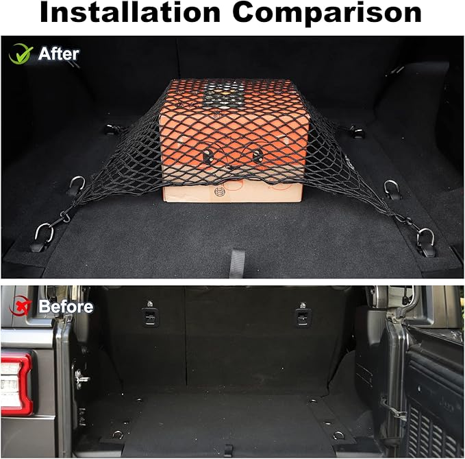 Voodonala 40 x 24 Inches Universal Mesh Envelope Trunk Cargo Storage Organizer Net Elastic Mesh Net Pickup Truck Bed Divider Compatible for Cars, Vans, Trucks and SUVs, for Jeep, for Dodge, for Toyota