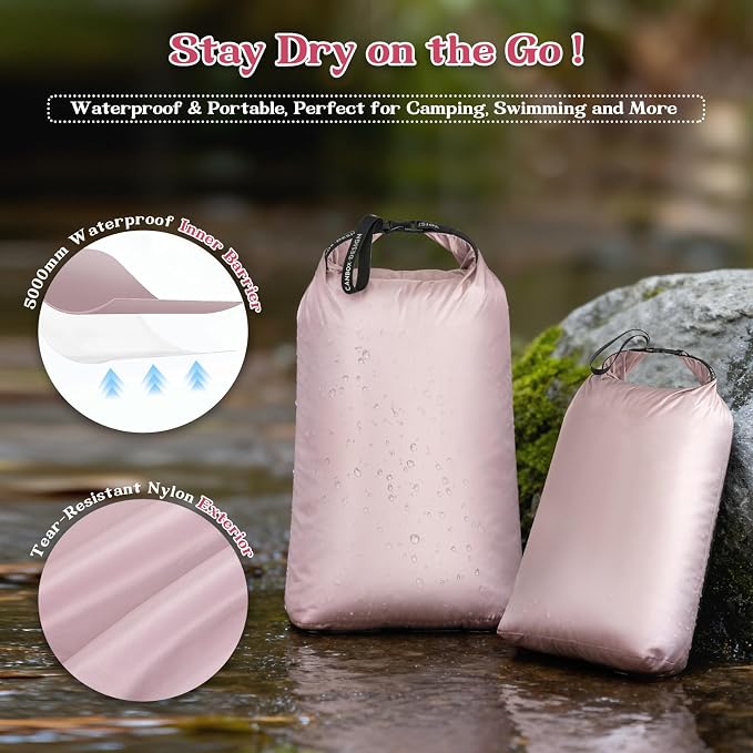 2-Pack Waterproof Travel Laundry Bags, Wet Dry Organizer to Block Odors & Prevent Suitcase Leaks, Roll-Up Dirty Clothes Pouch for Gym, Swim, Camping & Family Vacations