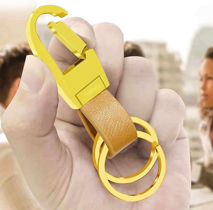 Key Chain Leather Heavy Duty Car Keychain for Men and Women 2 Pack
