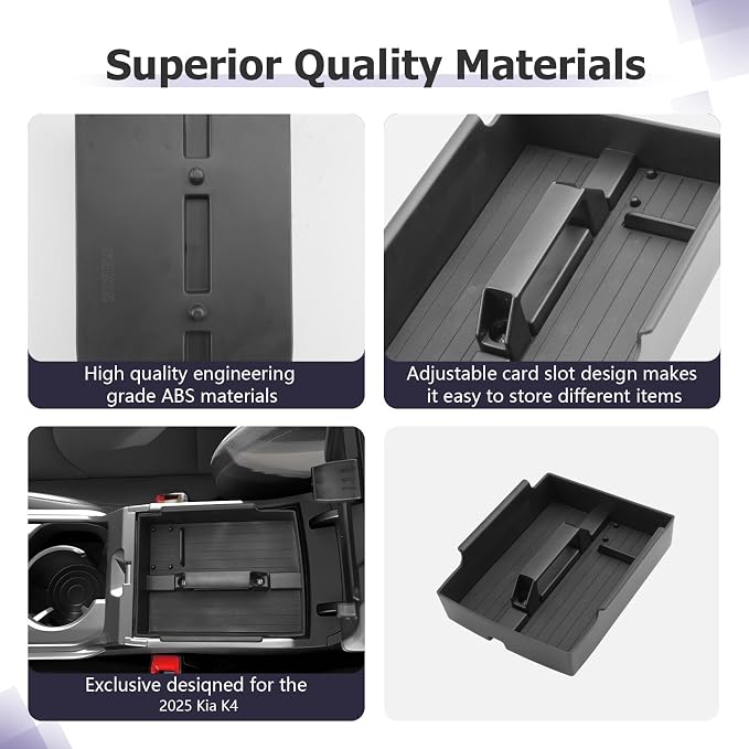 LUWU K4 KIA 2026 Center Console Organizer Compatible with 2025 2026 Kia K4 LX/LXS/EX/GT-Line/GT-Line Turbo Armrest Console Organizer Armrest Insert Tray 2025 2026 Kia K4 Accessories
