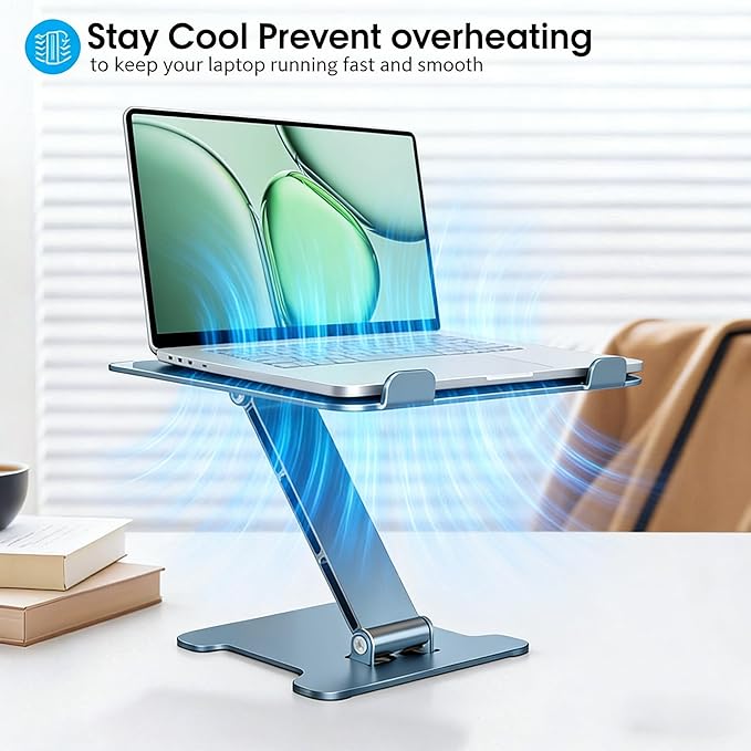 Foldable Aluminum Laptop Stand, Height Adjustable Ergonomic Riser for Collaborative Work,Tablet, Reading and More. Portable Laptop Stand for All 10-16" (Gray)