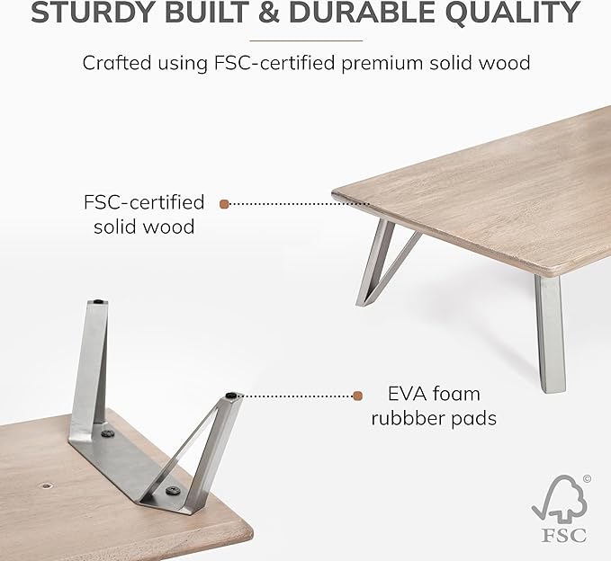Anji Mountain Monitor Stand - Desktop Organizer & Laptop Riser, Ergonomic Monitor Riser, Space-Saving Monitor Stand for Desk, Durable Construction, Easy Assembly, Ideal for Home & Office,Biscotti