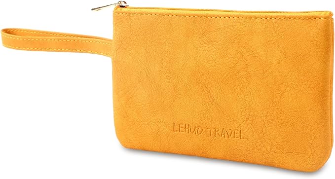 RIGHT AWAY Makeup Bag Travel Cosmetic Bag,Portable Make up Organizer With Handle,Small purse pouches Cell Phone Purse with Compartments for Women Girls（Orange）