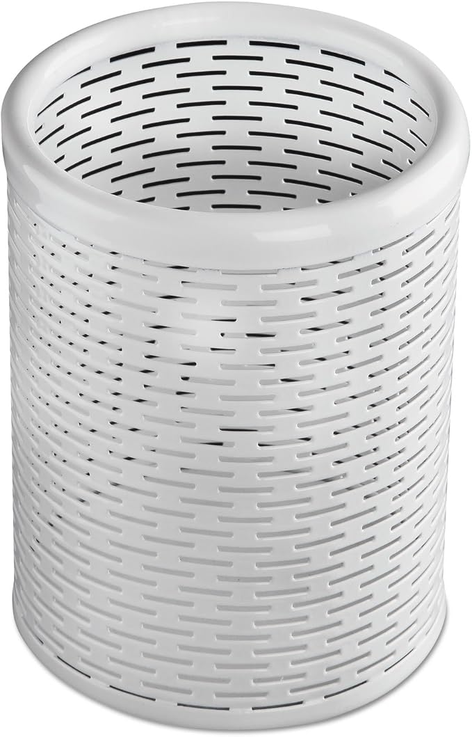 Artistic Urban Collection Punched Metal Pencil Cup, White (ART20005WH)