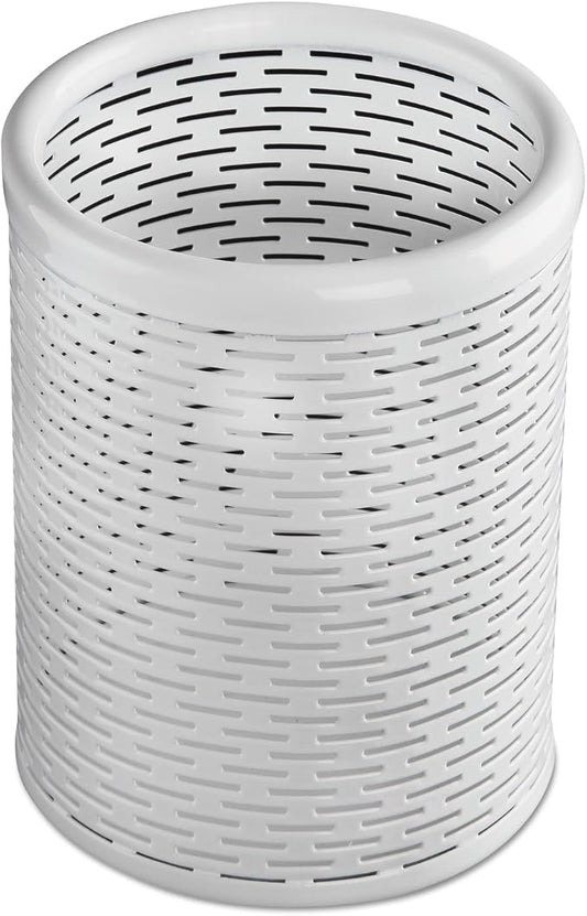 Artistic Urban Collection Punched Metal Pencil Cup, White (ART20005WH)