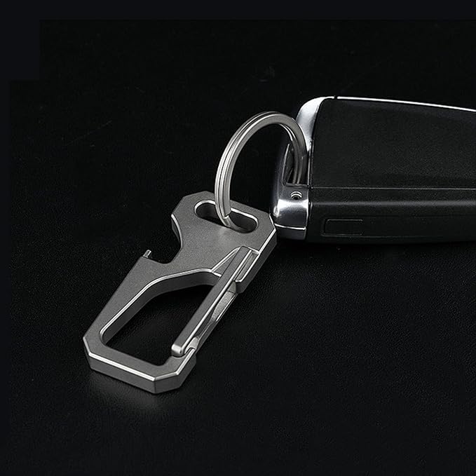 Titanium Carabiner Keychain for Men, Heavy Duty Key Ring Clip with Bottle Opener, EDC Multitool Holder for Keys Belt