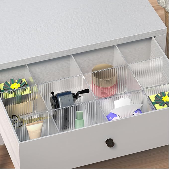 Onerbuy 8pcs Adjustable Grid Drawer Dividers DIY Plastic Closet Separator Tidy Organizer Container 32.5 * 7cm/ 12.8 * 2.8inch for Underwear Socks Belt Office Supplies(Transparent White)