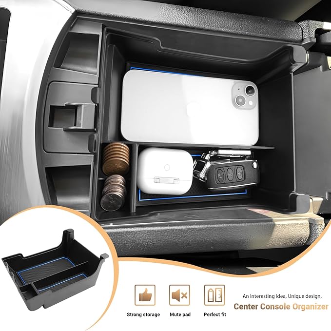 YEE PIN for 2024 Ford Edge Center Console Organizer Tray for 2021-2024 Edge SE/SEL/ST-Line/Titanium/ST Middle Console Organizer Center Console Storage Tray for 2023 Ford Edge Accessories (Blue)