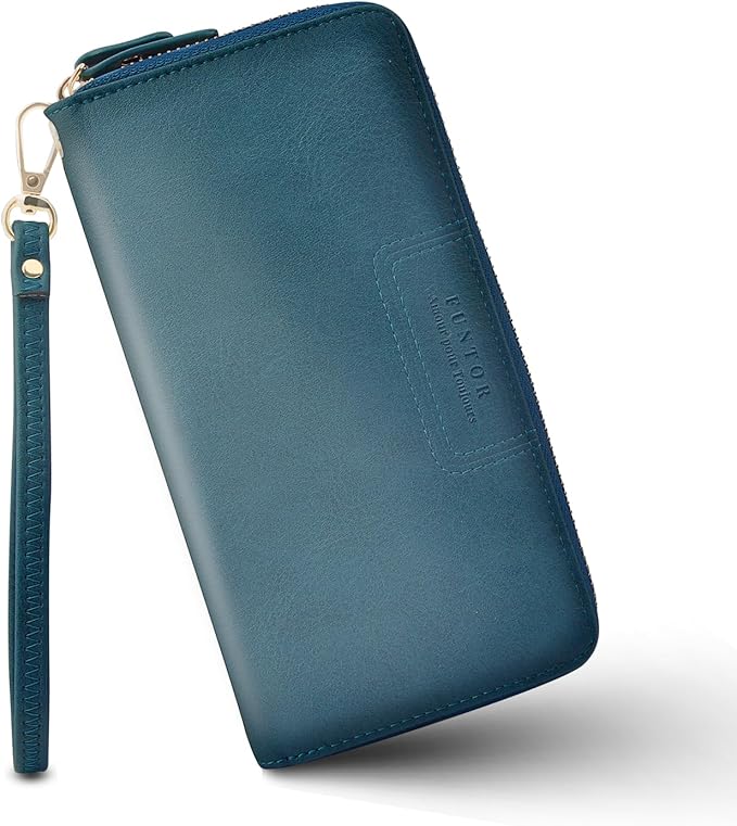 FT FUNTOR Wristlet Wallets for Women, Ladies PU Vegan Leather Clutch Wallet Zip around Phone Purse Card Holder Organizer