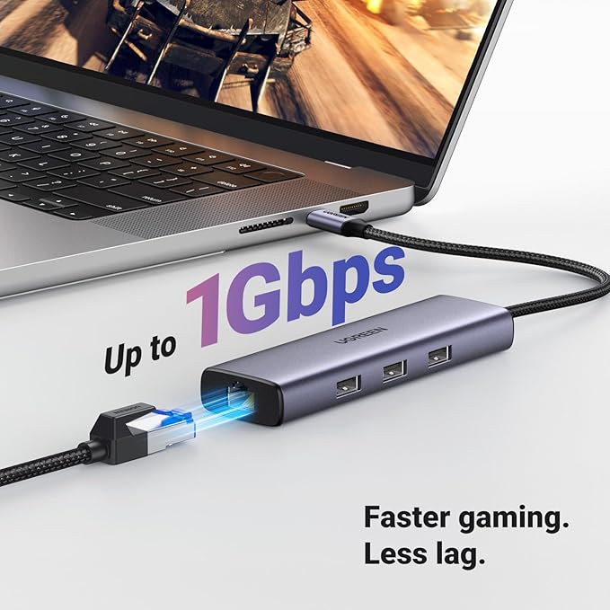 UGREEN Revodok 6 in 1 USB C Hub Gigabit Ethernet Adapter with 4K HDMI, 100W PD Charging, USB A Data Ports Compatible with Mac M1, M2, M3, M4,M5,iPad, iPhone 16 Pro/Pro Max, Steam Deck