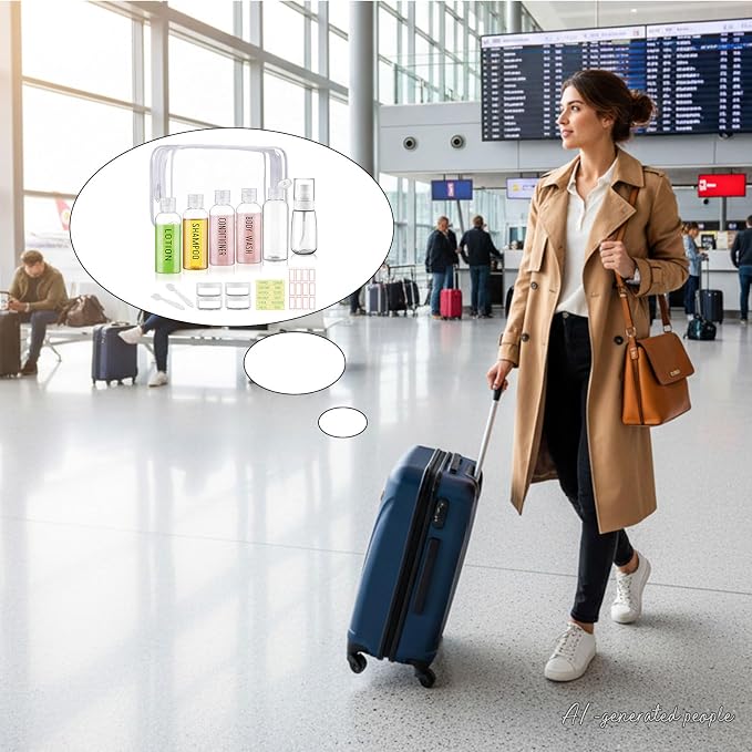 Travel Bottles for Toiletries 6 Pack 3.4oz TSA Approved Travel Size Containers Leak Proof Shampoo Bottles Squeezable Empty Plastic Toiletry Bottle Small Traveling Essentials(Clear)
