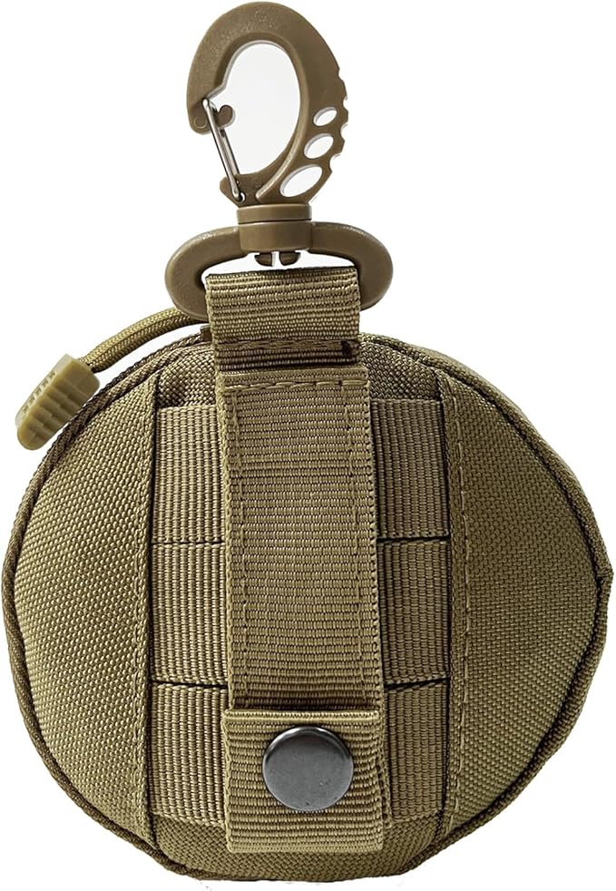 1000D Laser Cut Molle Pouch EDC Pouch Tactical Round Zipper Bag Case Coin Pouches Coin Purse Keychain Little Change Wallet Wireless Headset Pack Gadget Bag