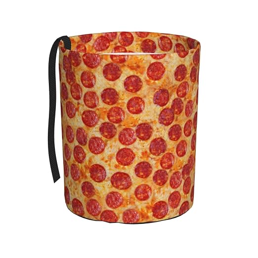Car Garbage Bag Pizza Pepperoni Mini Car Trash Bin Portable Collapsible Waterproof Rubbish Bag for Car Accessories Back Front Seat Cup Holder