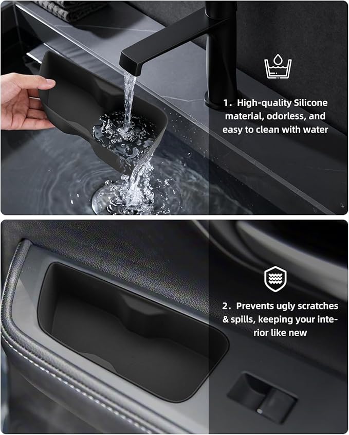 2 Pack Door Side Storage Box for Toyota Grand Highlander 2024 2025 2026, Silicone Door Handle Organizer, 2025 2026 Toyota Grand Highlander hybird Accessories