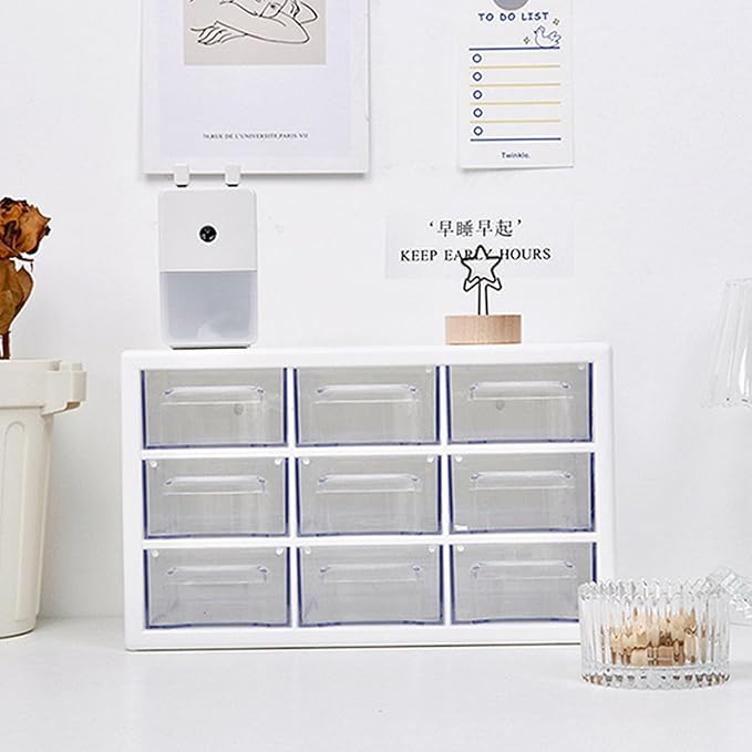 3 Tier Desk Organizer, Plastic Desk Storage Box with Drawer Space Saving Long Lasting Use for Jewelry Stationery Makeup Pencil (White)