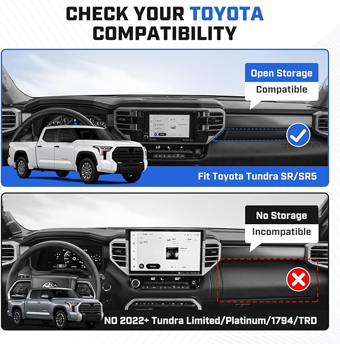Autorder Center Console Organizer Tray for 2022-2025 2026 Toyota Tundra SR SR5 Accessories - Passenger Storage Organizer Mat,Glove Box Storage Organizer Tray - Silicone Black
