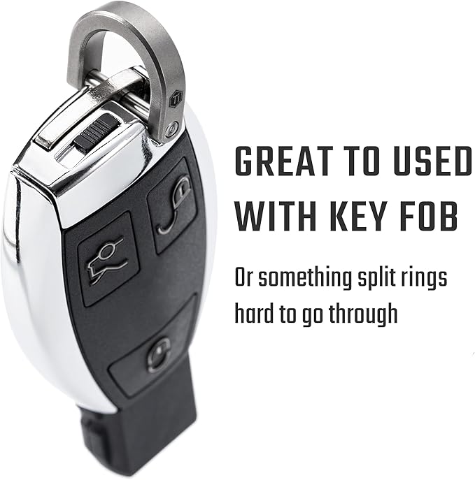 KeyUnity KA17 Titanium D Ring Key Shackle, U Shape Key Ring Horseshoe Clasp for Car Fob, DIY Leather Key Organizer Keychain