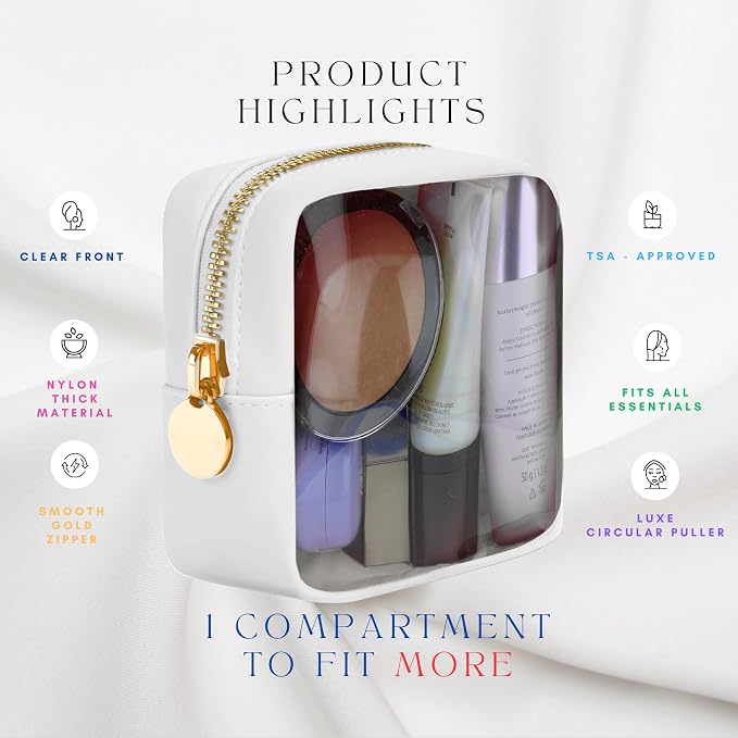 Mini Clear Cosmetic Pouch for Travel & Purse by DANCOUR