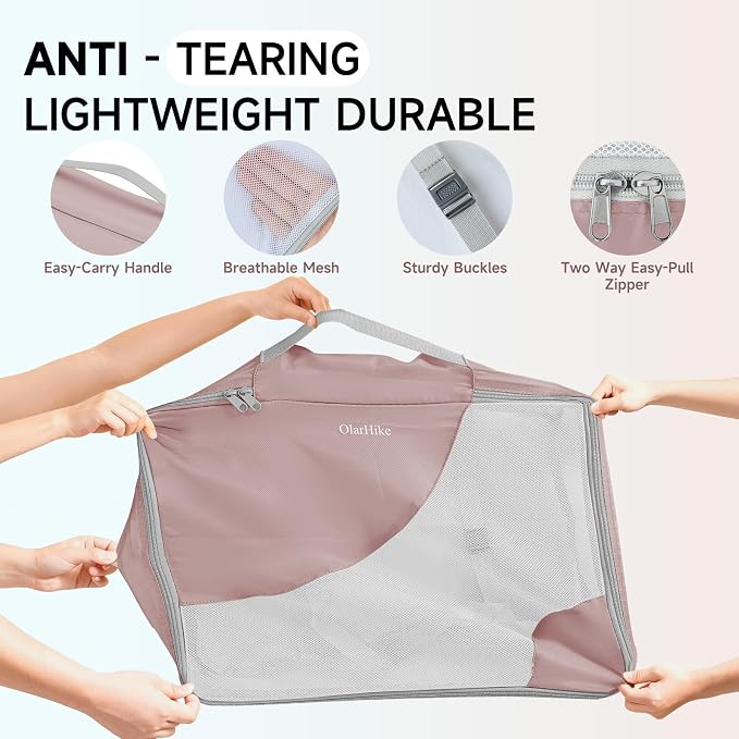 OlarHike 11 Set Packing Cubes for Travel, Gifts for Women Mom,Anti-Tearing Suitcase Organizer with Over 1000 pcs Mesh Holes,Vacation Essentials & Accessories for Cruise Ship