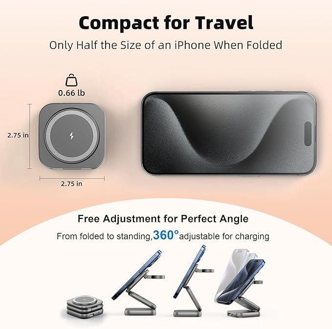 5-in-1 Wireless Charger for MagSafe, AC ISLAND Portable Travel Charging Station, 35W Max Fast Foldable Magnetic Stand, Evolved for iPhone 17-12 & Air Series, Apple Watch, AirPods (with 35W Adapter)