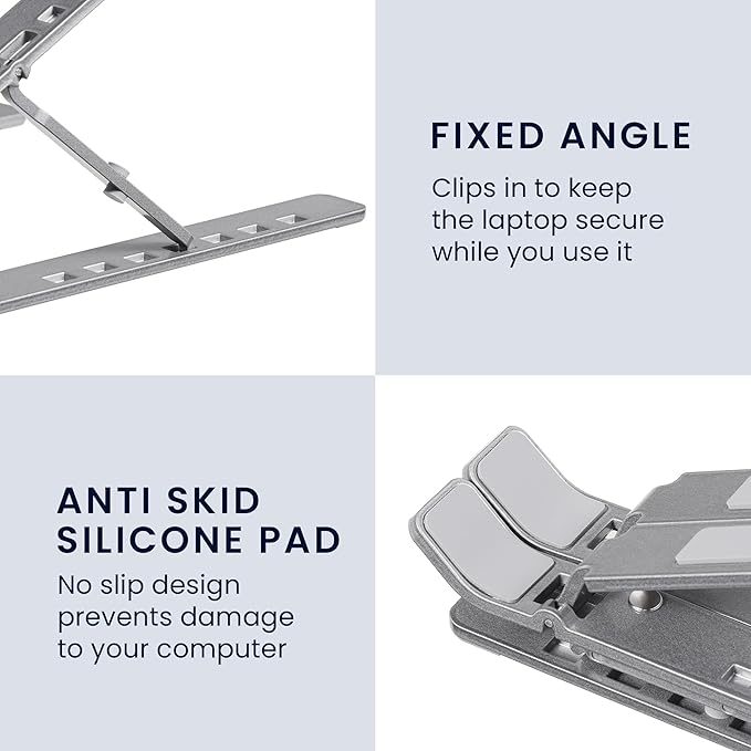 kwmobile Laptop Stand - Adjustable Laptop Riser, Holder - Aluminium Portable DJ, Gaming Stand - Foldable Lap Top, Notebook Desk Stands - Folding Computer Accessories