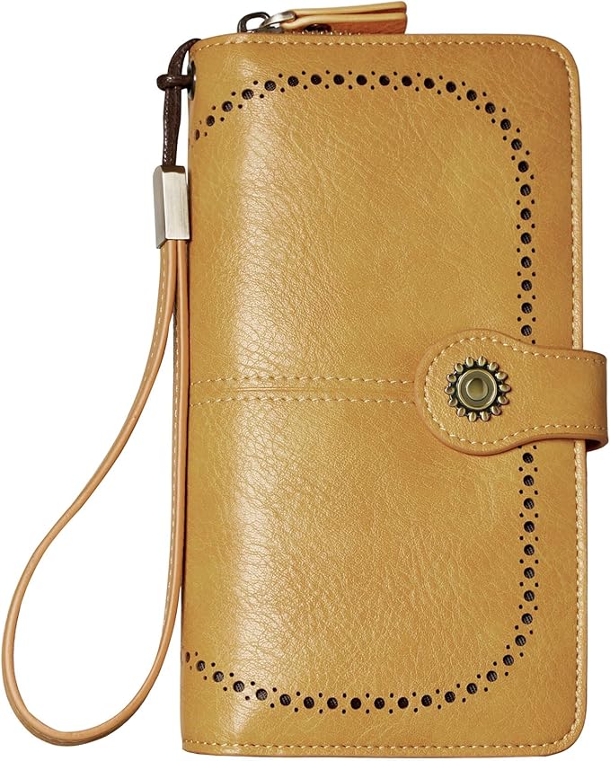 TFKGS Wallet for Women RFID Blocking Leather Large Capacity Card Holder Ladies Phone Clutch Travel Long Purse Wristlet | RFID Blocking, Leather, Large Capacity, Ladies, Travel
