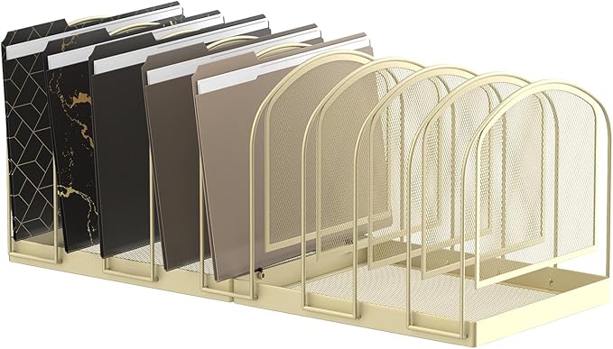 SUPEASY File Organizer 9-Section Mesh Desk Organizer, Upright File Organizer Desktop Organizer File Sorter, File Folder Holder for Office Supplies, Golden Yellow