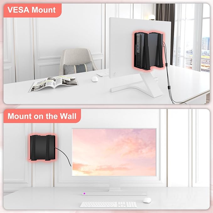 Universal Wall and VESA Mount for Micro PC, UPS Units, Wifi Router, Cable Modem and Other Electronic Devices Adjustable Strap Mount Bracket for Dell HP Lenovo Mini PC Mounted Behind the TV or Monitor