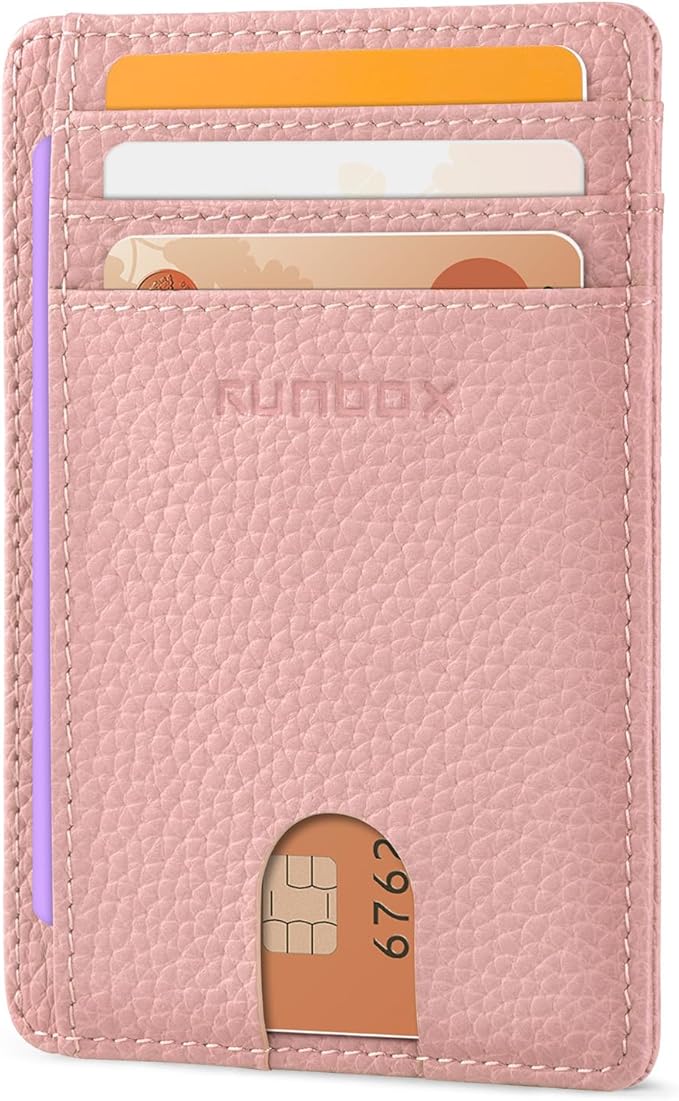 RUNBOX Slim ID Cases Minimalist Front Pocket RFID Blocking Leather Wallets for Men and Women Card Holder Wallets Gifts for men