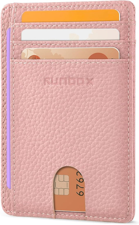RUNBOX Slim ID Cases Minimalist Front Pocket RFID Blocking Leather Wallets for Men and Women Card Holder Wallets Gifts for men
