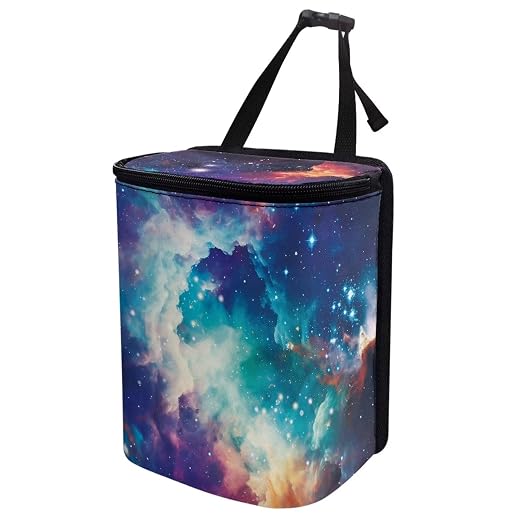 Biyejit Galaxy Clouds Car Trash Can with Lid Hanging Car Trash Bag Leak-Proof Portable Car Garbage Bin Car Accessories Interior Car Organizer Case