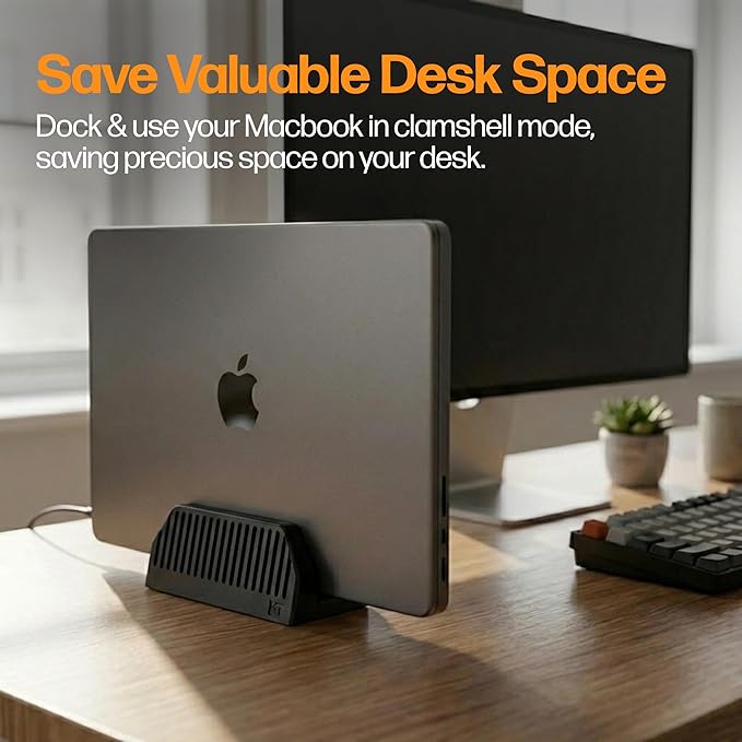 Vertical Laptop Stand for Desk ??Spring-Powered Auto Adjust Laptop Holder Vertical ??Closed Laptop Stand for MacBook Pro Air ??Vertical Laptop Dock & MacBook Holder