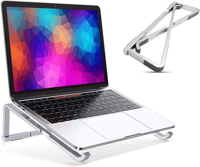 Portable Foldable Aluminum Laptop Holder - Ergonomic Laptop Riser Compatible with 11 to 15.6 Inch MacBook Air/Pro