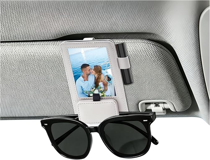 3 in 1 Sunglass & Photo Holder for Car, Car Visor Sunglasses Holder Clip, Sunglass Holder with Strong Magnetism