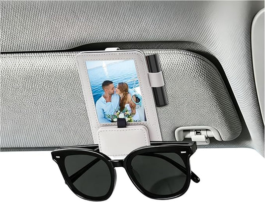 3 in 1 Sunglass & Photo Holder for Car, Car Visor Sunglasses Holder Clip, Sunglass Holder with Strong Magnetism