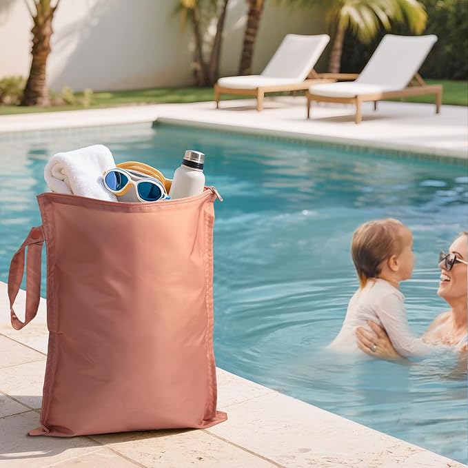 RelaxScene Wet Dry Bags Water Resistant - 2 Pack Reusable Waterproof Wet Dry Bag for Swimsuits & Baby Clothes - Leakproof Storage Pouch Bag for Travel & Baby Diaper - Travel Laundry Daycare Bags