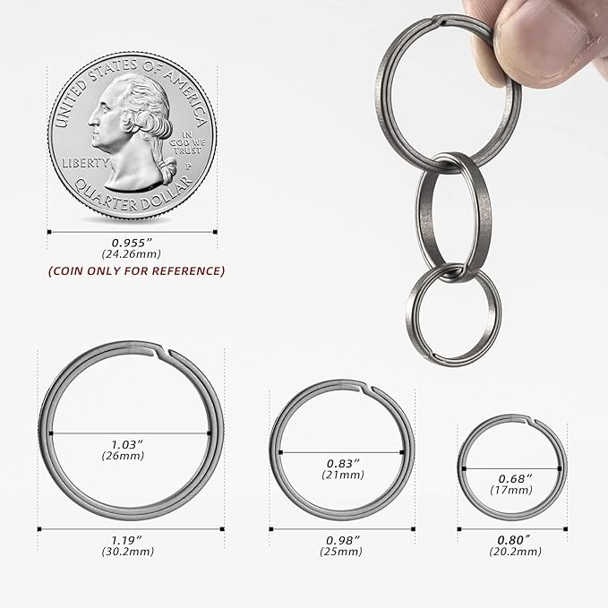 MecArmy Titanium 3pcs/4pcs/7pcs/18pcs Key Rings Keychain Large Small Split Rings