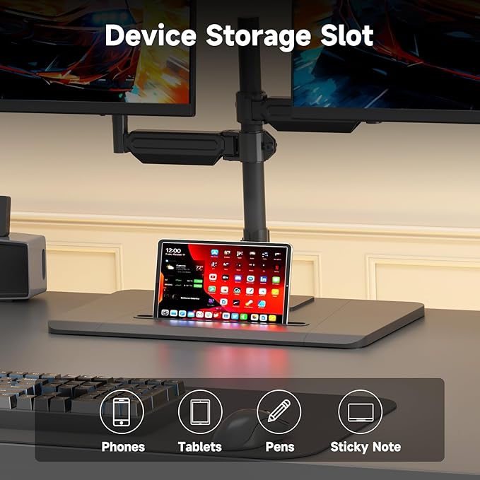 suptek Freestanding Dual Monitor Mount for 2 Screens up to 32 inches,Taller Monitor Stand Hold 22lbs,Dual Monitor Arm Desk Mount with Base(ML8022C)