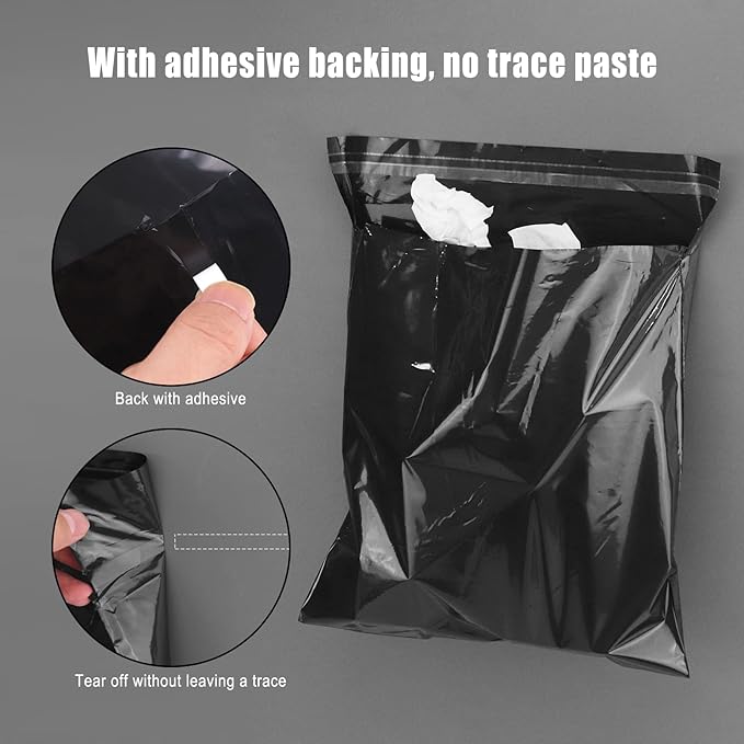 Disposable Trash Bags for Cars, 200 Pack Car Garbage Bag Hanging, Self Adhesive Cleaning Bags for Cars, Kitchens, Bedrooms, Offices, and During Travel and Camping. (9.8 * 12.2 Inches)