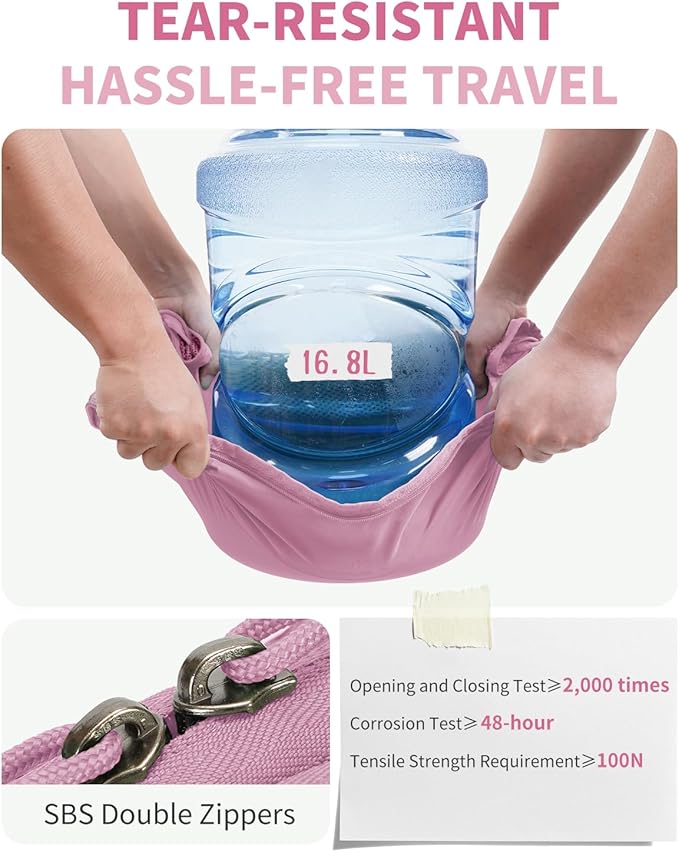 ECOHUB 6 Set Packing Cubes for Travel Durable Suitcase Organizer Bags Set with Personalized Tag Travel Essentials with Shoe Bag Traveling Accessories for Luggage Machine Washable, Pink