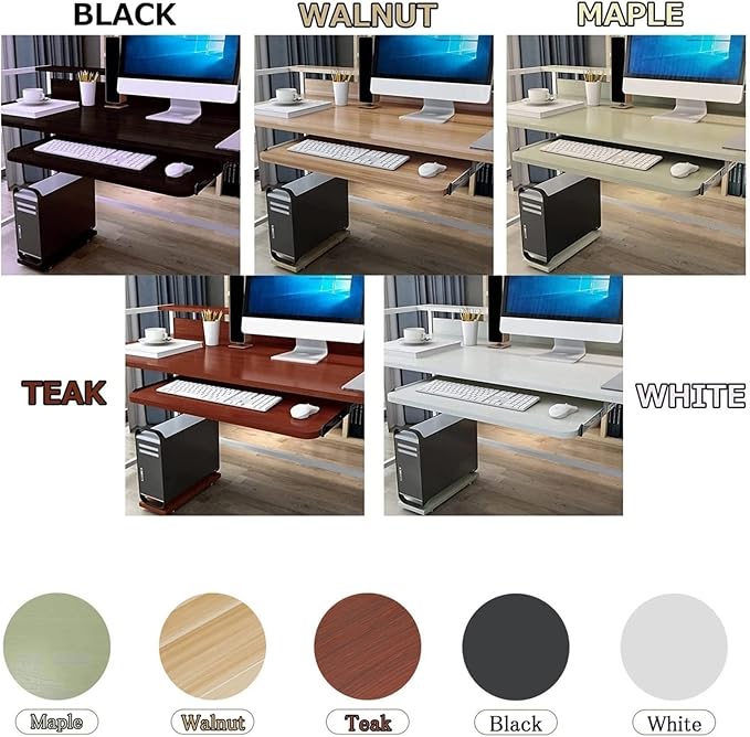 V3VOGUE Adjustable Keyboard Tray Under Desk Pull Out Keyboard Holder with Slides Rails - Smoothly Sliding - for Keyboard Mouse Drawer Platforms - Ergonomic Wooden Desk Extender