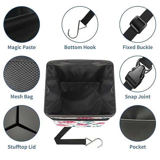 Car Trash Can – Multi-Purpose, Lightweight and Portable with Durable Water-Resistant Coating, No Installation Required, Practical and Ample Capacity, Variety of Colors.Mushroom