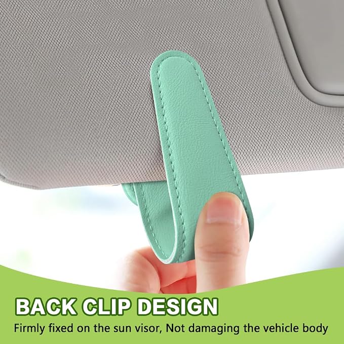 Sunglass Holder for Car, Sunglasses Clip for Car Visor, Magnetic Leather Vehicle Eyeglass Hanger Clip, Auto Ticket Card Glasses Organizer Clamp Accessories for SUV Sedan (Nile Blue)
