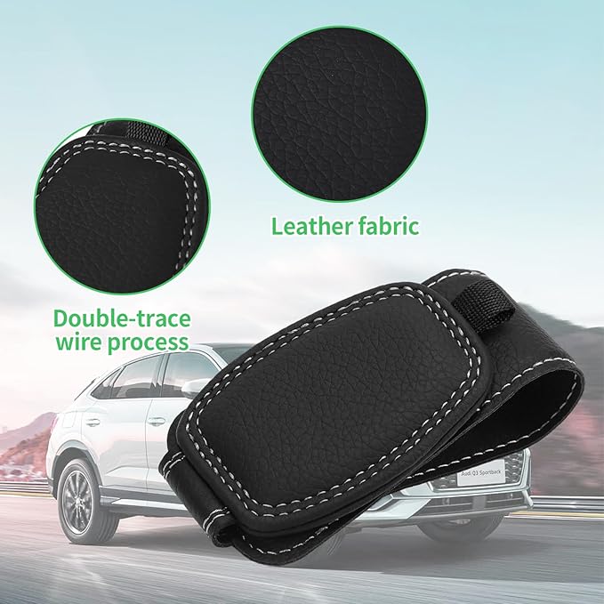 CJSD Sunglass Holder for Car, Premium Leather Sun Visor Clip Mount, Universal Fit Magnetic Clips, Interior Car Accessories- 2 Pack