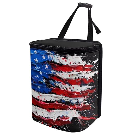 Biyejit Graffiti USA Flag Car Trash Can - Leak-Proof Car Organizer and Storage Bag for The Back/Front/Console of Any Cars,Sedans, SUVs & Trucks Easy-to-Install Car Accessory Interior